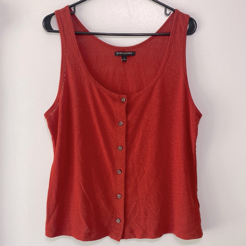 Banana Republic burnt orange Sleeveless button up tank top size large